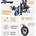 Miniatyrbillede 10 af 10: ENGWE EP-2 BOOST elcykel til voksne, 250W motor, 48V13AH batteri, foldbar, 20-tommer brede dæk, bypendling, korte afstande, terrængående