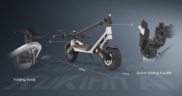 Kukirin A1 sähköskootteri teholla 800 W maksiminopeus 45 km/h akku 48V13Ah kantama ≤ 42 km 10 tuuman tubeless-renkaat