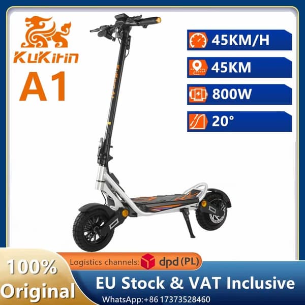 Kukirin A1 sähköskootteri teholla 800 W maksiminopeus 45 km/h akku 48V13Ah kantama ≤ 42 km 10 tuuman tubeless-renkaat