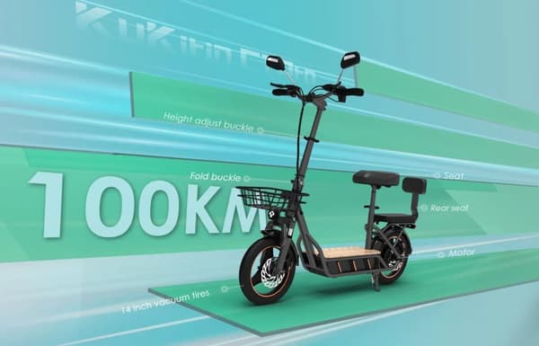 Kukirin C1 Pro sähköskootteri 14 tuuman ilmarenkaat, 500 W moottori, 48V26Ah akku, 100 km kantama, taustapeili, istuimella.