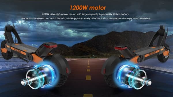 Kukirin G3 elektrisk scooter | 1200W | 52V/18Ah | 10" terrængående dæk til støvsugning | Maksimal hastighed 50 km/h | 63 km rækkevidde