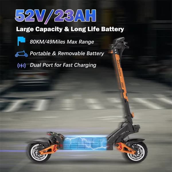 kukirin G3 PRO elektrisk scooter | 1200W*2 / Motor med dobbelt drev | 52V/23Ah batteri | Maksimal hastighed 65 km/t | 80 km rækkevidde
