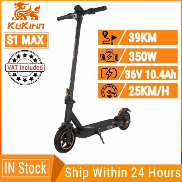 KuKirin S1 Max elektrisk scooter | Rækkevidde 39 km | 350W motor | Hastighed 30 km/t | Bykørsel | Voksne