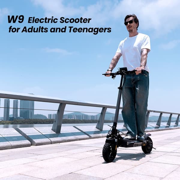 iScooter W9 elektrisk scooter til voksne - 1000W motor, 45 km rækkevidde, 10" terrængående dæk og tredobbelte bremser