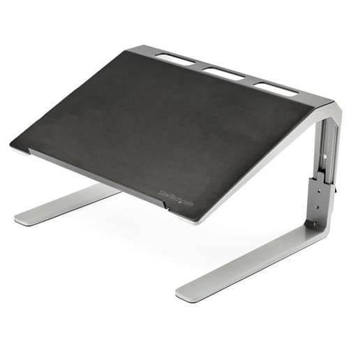 StarTech.com Adjustable Laptop Stand - Heavy Duty Steel & Aluminum - 3 Height Settings - Tilted - Ergonomic Laptop Riser for Desk (LTSTND) notebook st Sort, Sølv