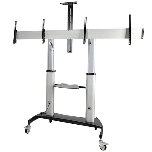 DUAL TV CART - 37-60IN DISPLAY/. Sort, Sølv