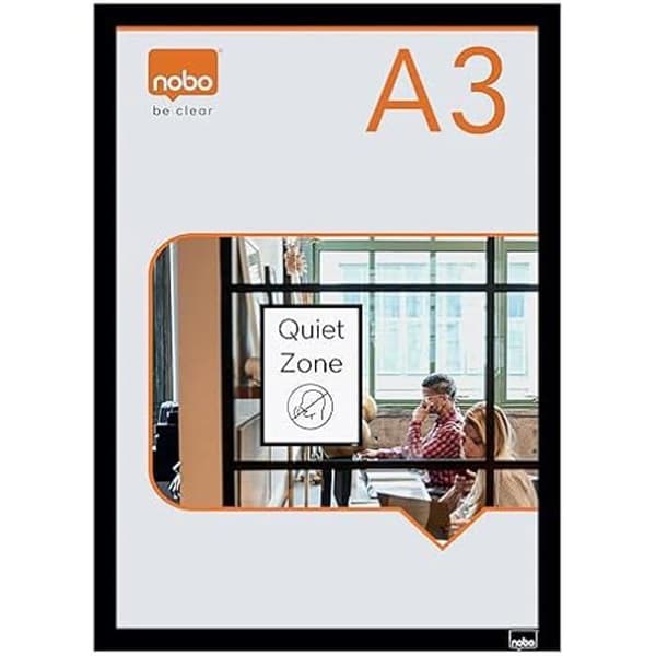 Porte-Affiche A3 - NOBO - Klämmur för Vägg - Klistermärke - Lätt att Byta - Pack av 2