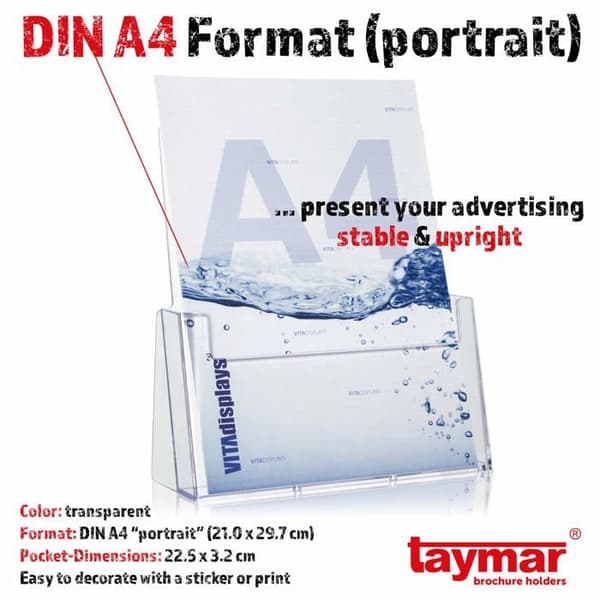 Dokumentdisplay - Taymar väggsorterare - LA-330-5 - Set med 5 transparenta broschyrhållare i A4-format