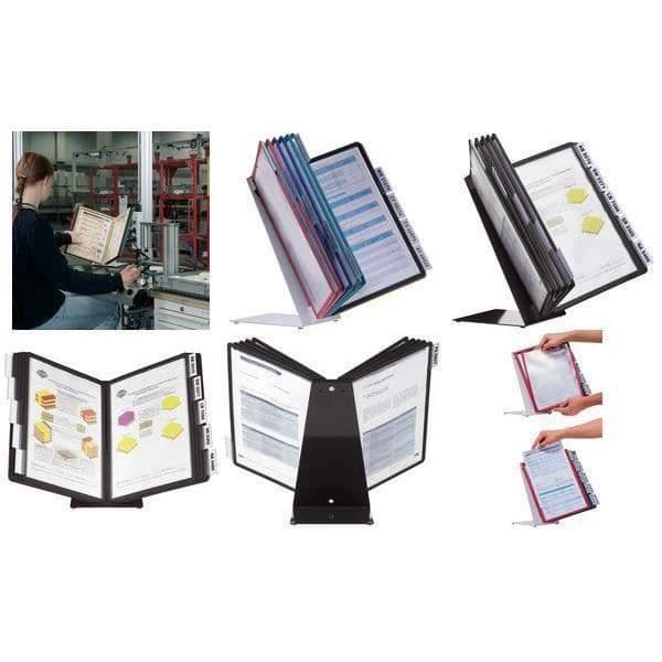 Presentationssystem - HÅLLBAR - VARIO bord 10 - Komplett kit - Svart fot - A4 fickor