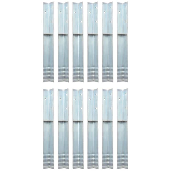 vidaXL L-formede jordankre 12 stk. galvaniseret stål 5 x 5 x 50 cm