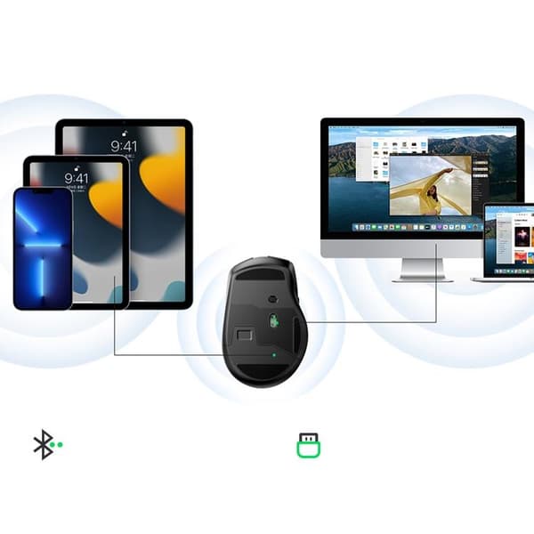 Ugreen Optisk Trådlös Mus USB 2.4GHz/Bluetooth 5.0 - Svart