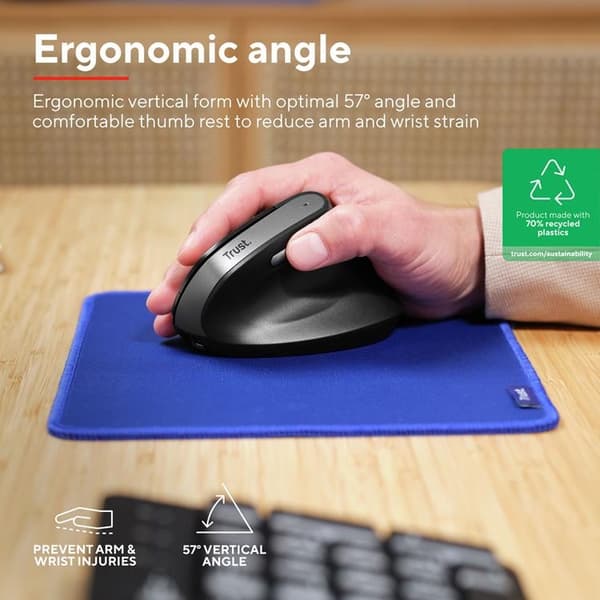 TRUST Bayo II Trådlös Ergonomisk Mus - Svart
