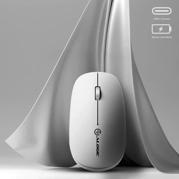 Alogic Echelon Bluetooth USB-C Laddningsbar Mus med 4 Tangenter - Vit