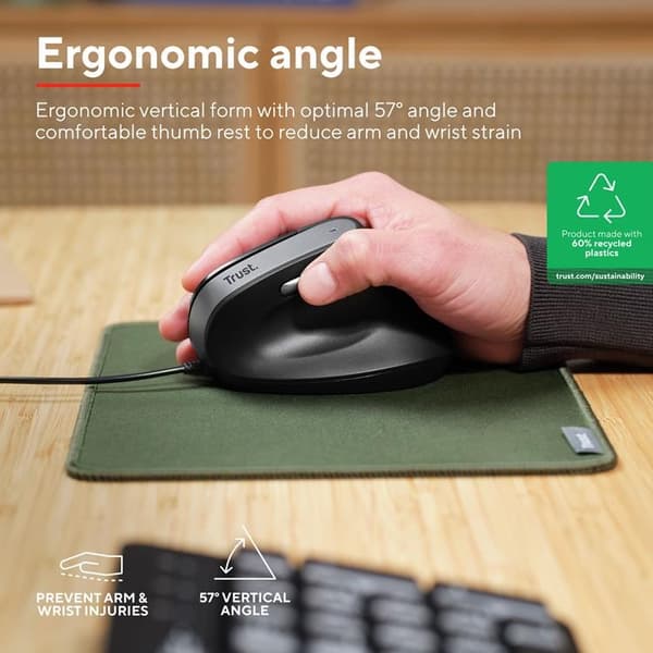 TRUST Bayo II Ergonomisk Mus - Svart