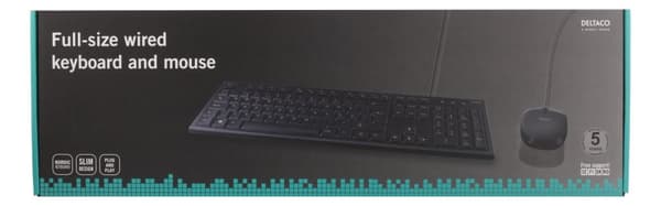 DELTACO Tastaturkit med mus, PAN Nordic layout, USB, svart