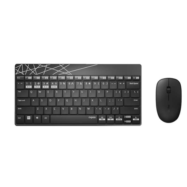 Rapoo Keyboard/Mice Set 8000M Wireless Multi-Mode Black Sort, Grå