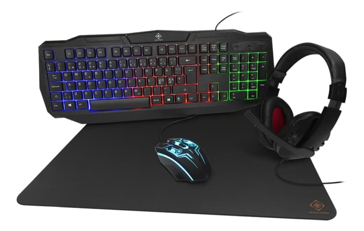 DELTACO GAMING 4-in-1 Gaming kit, Rainbow backlight, black