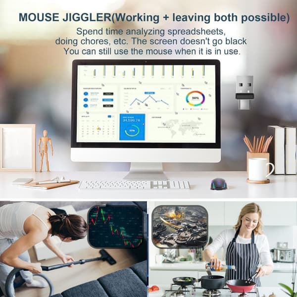 2 in 1 USB USB-C Mouse Jiggler Mouse Mover ilman ajureita pitää tietokoneen aktiivisena