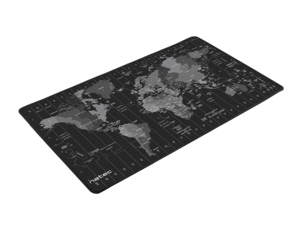 NATEC Time Zone Map Maxi, Svart, Grå, Bild, Tyg, Gummi
