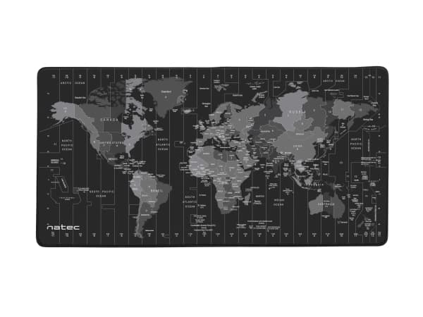 NATEC Time Zone Map Maxi, Svart, Grå, Bild, Tyg, Gummi
