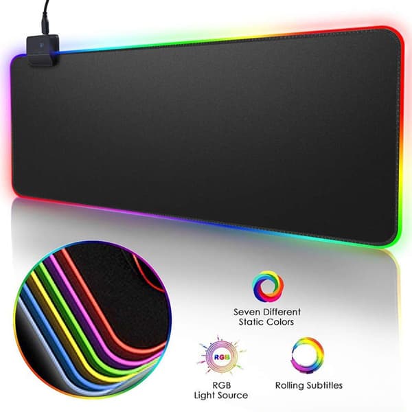 Gamingmusematte med RGB-belysning - 90x40 cm
