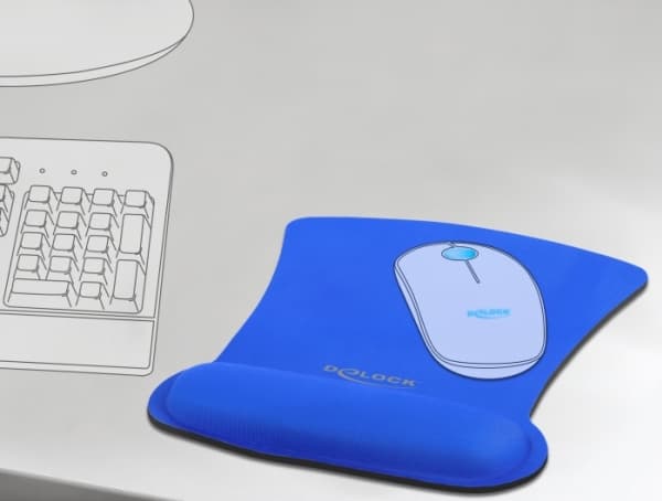 Delock Ergonomic - Mustablett med handledskudde - blå