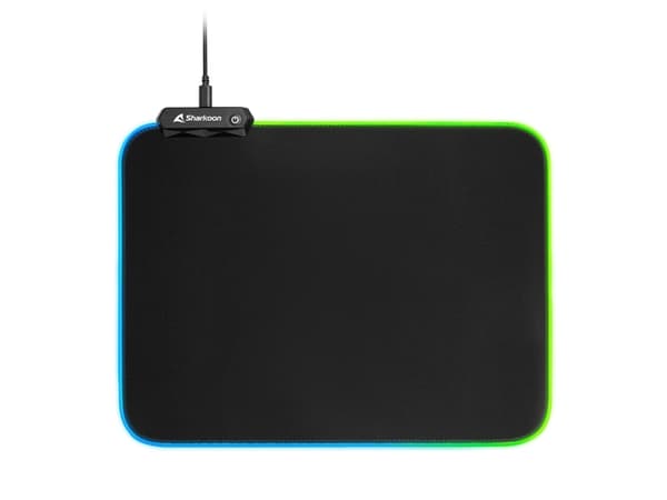 Sharkoon 1337 RGB V2 Gaming Mat, Musta, Yksivärinen, USB-virta, Liukumaton pohja, Pelihiirimatto