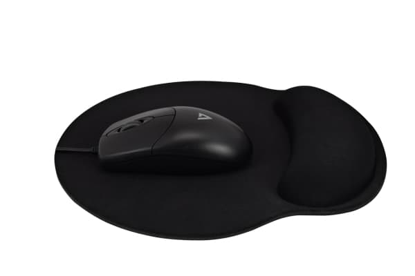V7 MP03BLK, Svart, Monokromatiskt, Memory-skum, Gummi, Handledsstöd, Halksäkert underlag
