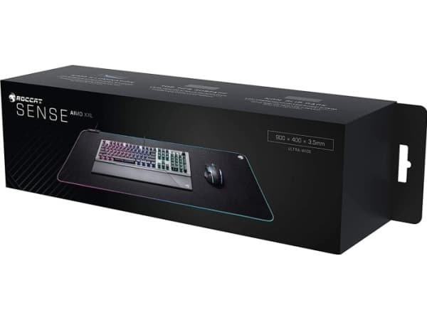 ROCCAT Sense AIMO XXL, Musta, Monivärinen, Kuvio, Kangas, Kumi, Punainen/Vihreä/Sininen, Pelihiirimatto