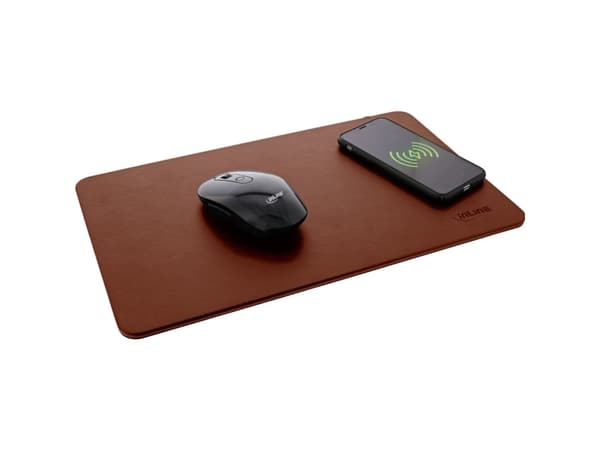 InLine Maus-Pad - Wireless Charging - 370x225x7mm - braun (55946)