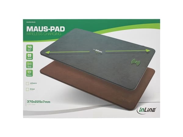 InLine Maus-Pad - Wireless Charging - 370x225x7mm - braun (55946)