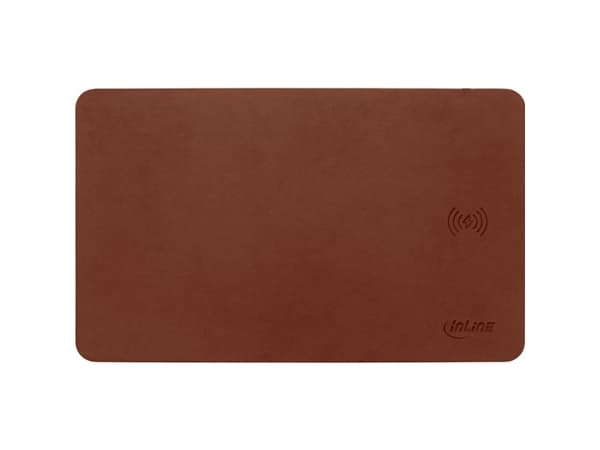 InLine Maus-Pad - Wireless Charging - 370x225x7mm - braun (55946)
