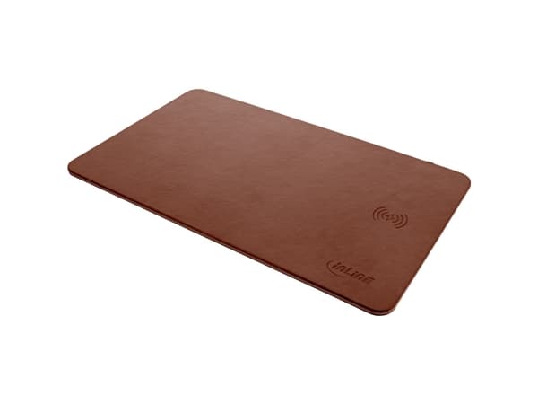 InLine Maus-Pad - Wireless Charging - 370x225x7mm - braun (55946)