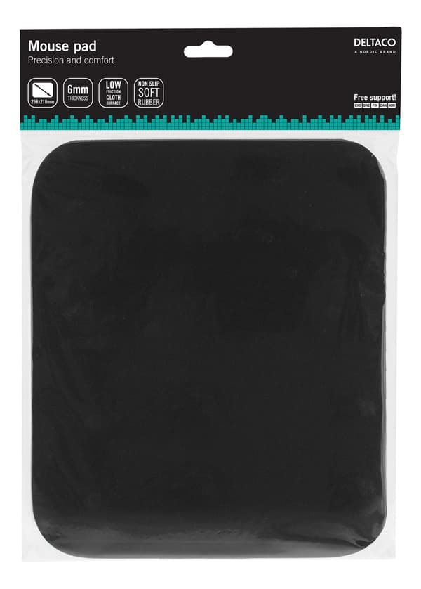 Mouse pad, fabric covered rubber, 6mm black
