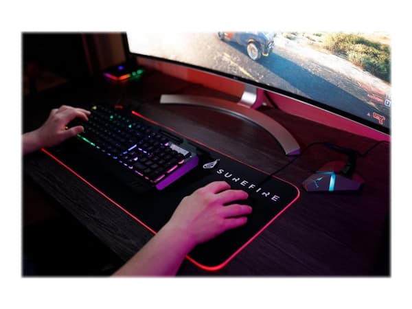 Surefire Gaming Silent Flight RGB-680 - Gaming Musemåtte - 68 x 28 cm. - Sort/RGB