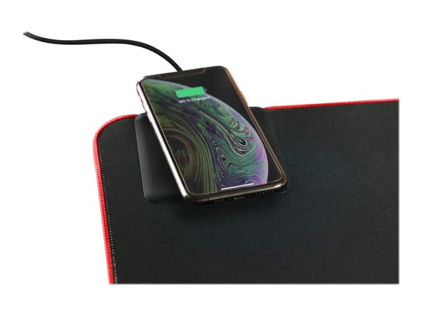 DELTACO Gaming GAM-092 - Belyst tastatur og musematte - med RBG-belysning, trådløs lading (10 W maks.) - svart