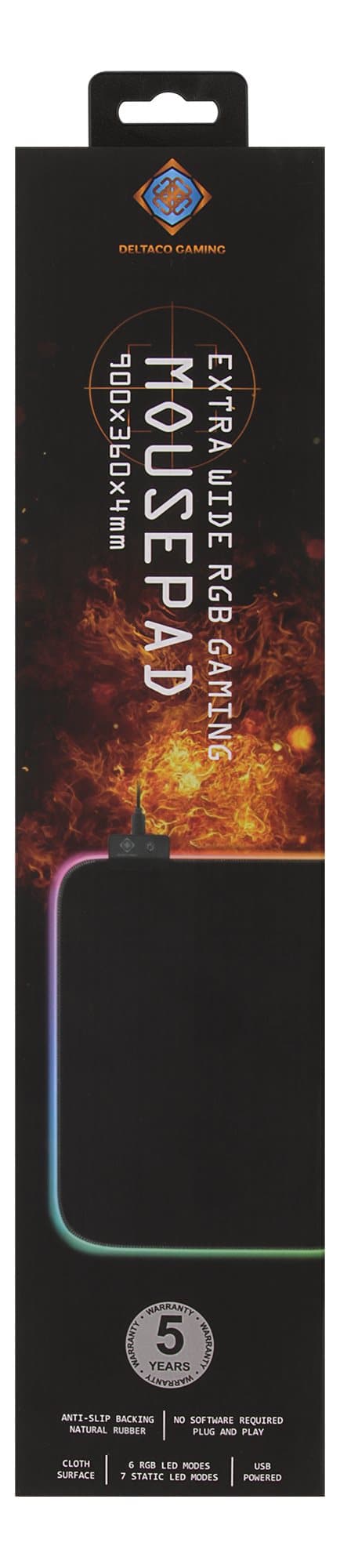 DMP310 RGB Mousepad, 900x360x4mm, 13 LED modes, black