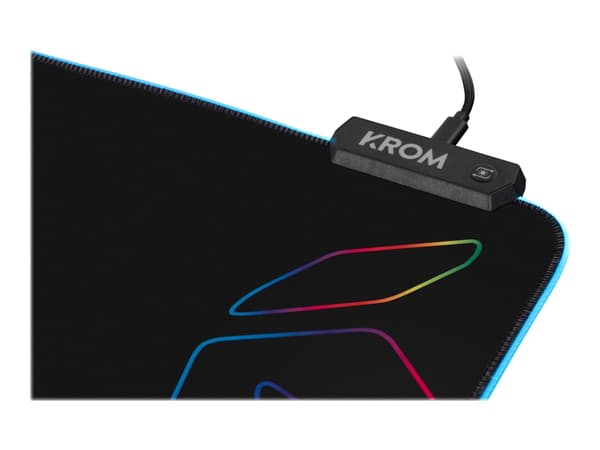 Krom Knout RGB, Musta, Yksivärinen, Kangas, Mikrokuitu, Kumi, Punainen/Vihreä/Sininen, Liukumaton pohja, Pelihiirimatto
