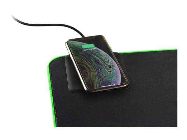 Deltaco GAM-124, Musta, Yksivärinen, Neopreeninen, USB-virta, Punainen/Vihreä/Sininen, Pelihiirimatto