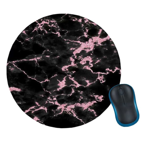 Soft Round Mouse Pad med Print Black Pink Marble 20cm