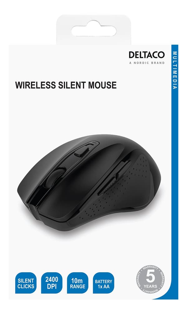 Wireless silent office mouse USB receiv 2400DPI 6button blck