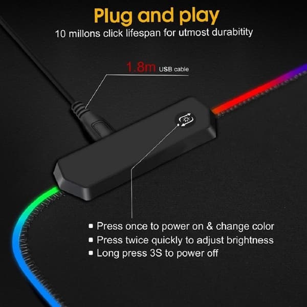 Pro Gaming Musmatta LED XXL med Världskarta - Unik spelupplevelse