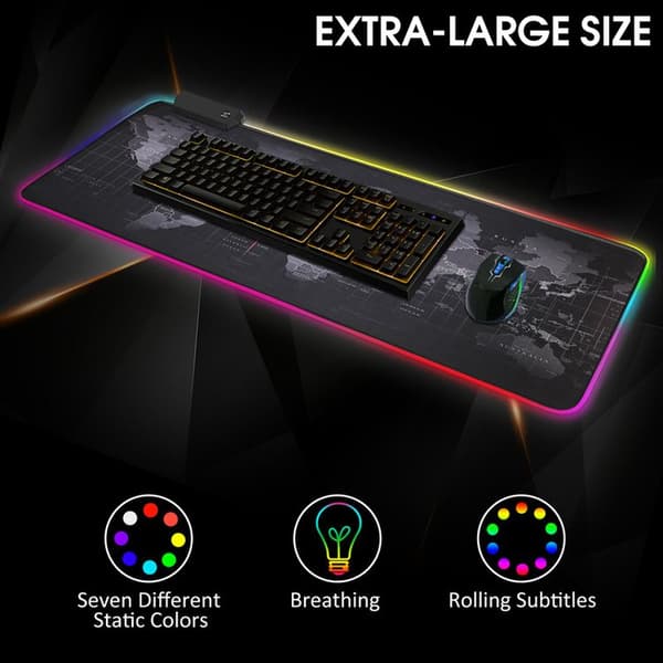 Pro Gaming Musmatta LED XXL med Världskarta - Unik spelupplevelse