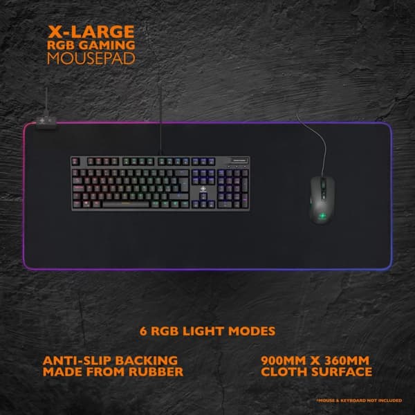 DELTACO GAMING RGB-hiirimatto, 900x360x4mm, 13 valaistustilaa, musta