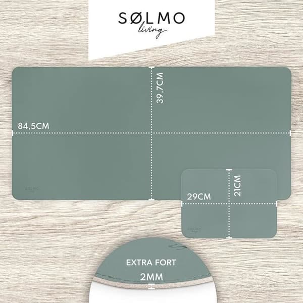 Slmo i Skrivbordskudde 85x40cm Med Musmatta i Läderimitation i Large Mat|Petroleum Blå-Grå.,|