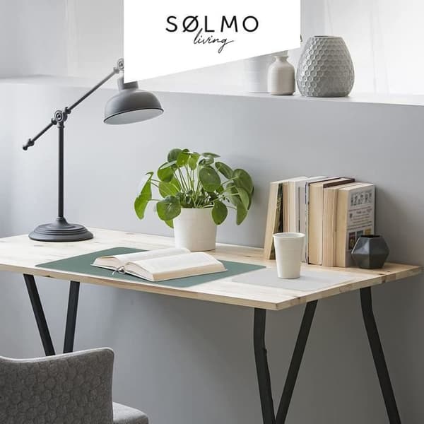 Slmo i Skrivbordskudde 60x35cm Med Musmatta i Läderimitation i Large Mat|Petroleum Blå-Grå.,|