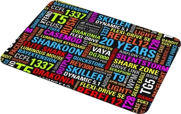 Sharkoon 20 Years Mouse Mat, Multifärg, Bild, Gummi, Textil, Halksäkert underlag, Spelmusmatta