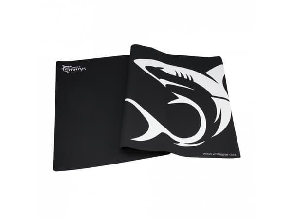 White Shark SHARK, Svart, Hvit, Bilde, Gummi, Tekstil, Sklisikker base, Gaming-musematte