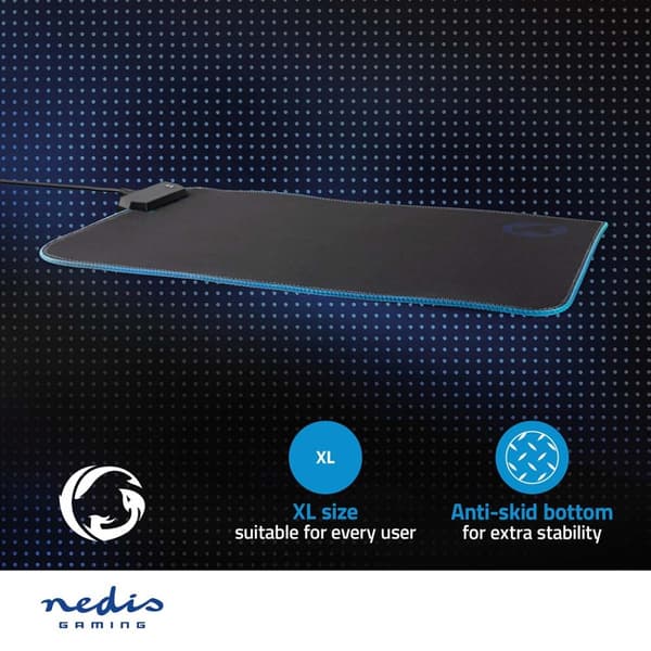 Nedis Gaming musmatta | Gummi / Mikrofiber | Svart