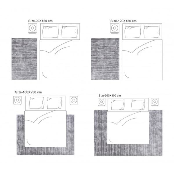Handvävd viskostapet 90 x 150 cm - Grå - Tappeti 90 x 150 cm - Grå -